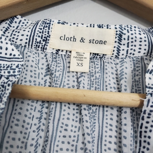 Anthro Cloth & Stone Blue/White Striped Button Down Shirt - Picture 3 of 3